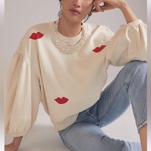 Clare V red lips sweatshirt